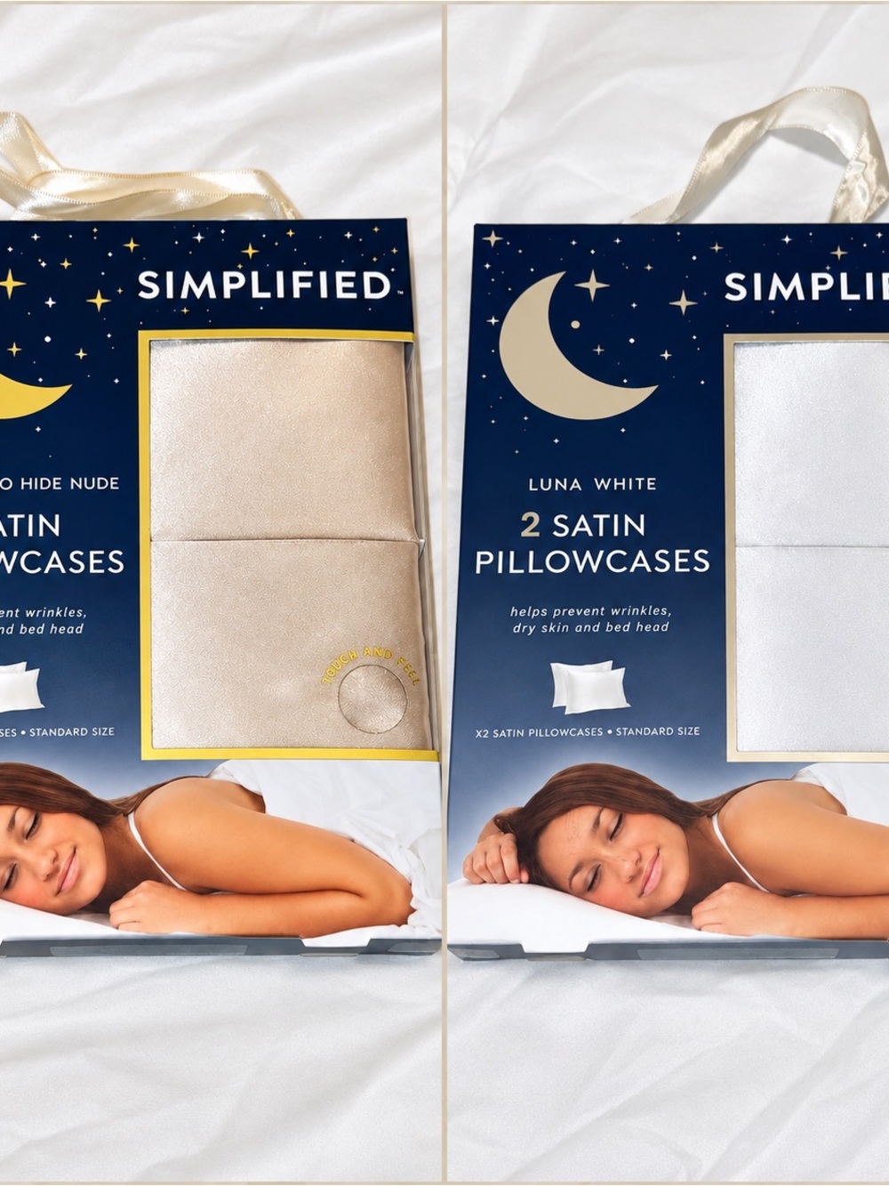 Choose 1: Simplified Satin Pillowcases standard size (20x26”) - 2 Pack